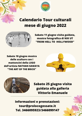 Calendario tour culturali Pro Loco Gessate giugno 2022