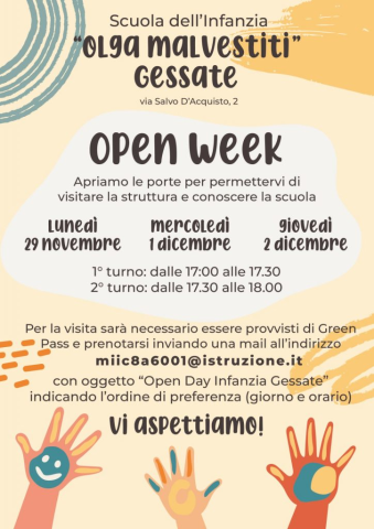 Open week Scuola dell’Infanzia Olga Malvestiti