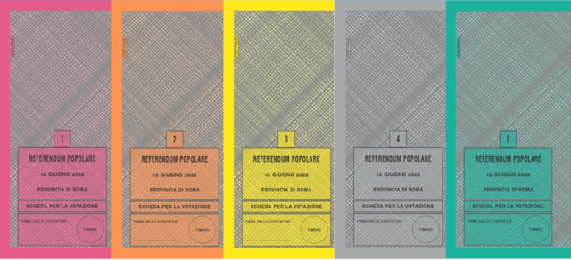 Quesiti e colori delle schede per i referendum abrogativi del 12 giugno 2022