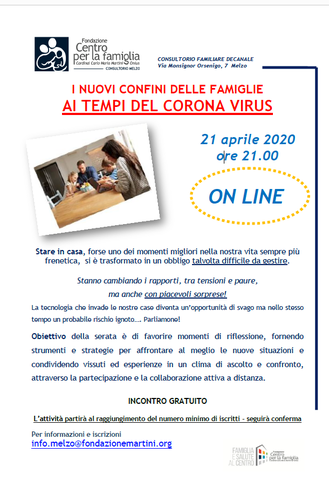 I nuovi confini delle famiglie ai tempi del corona virus - Serata online 
