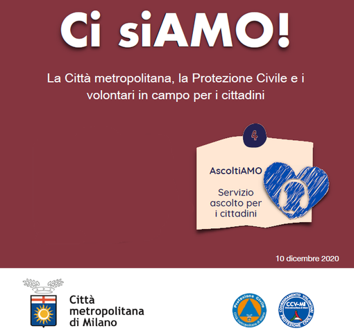 AscoltiAMO! Servizio ascolto. La Città metropolitana, la Protezione Civile e i volontari in campo per i cittadini.
